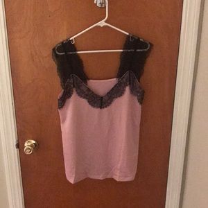 Mauve & black lace camisole